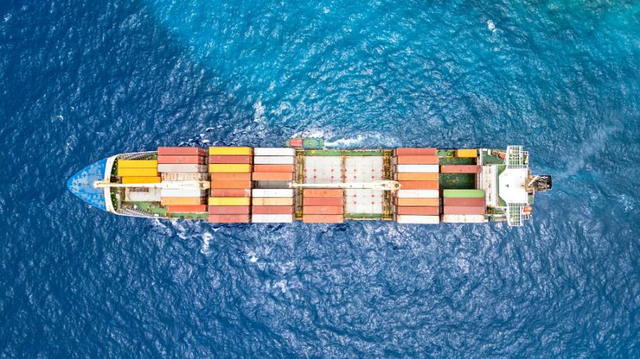 Container ship sailing on the high seas